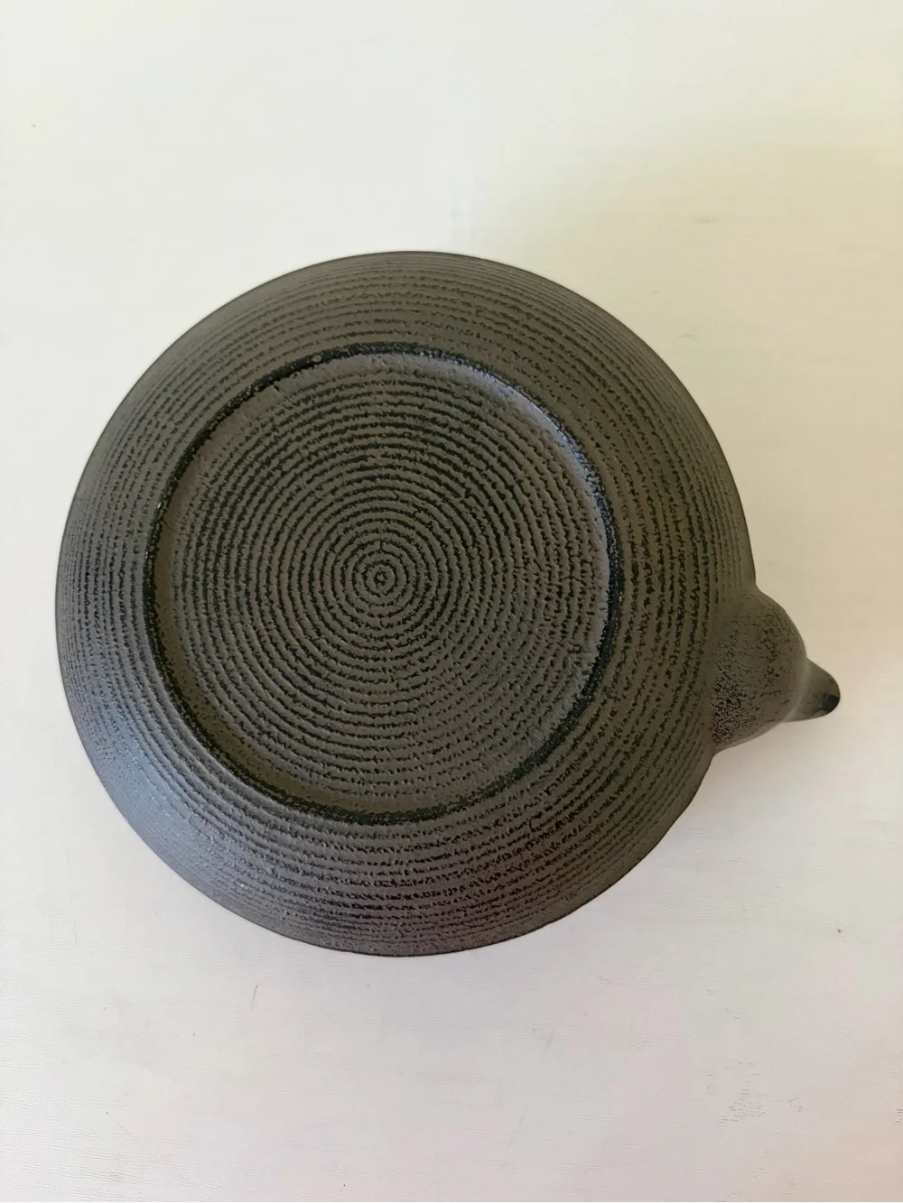 Black Cast Iron Dragonfly Motif Teapot with Curved Handle